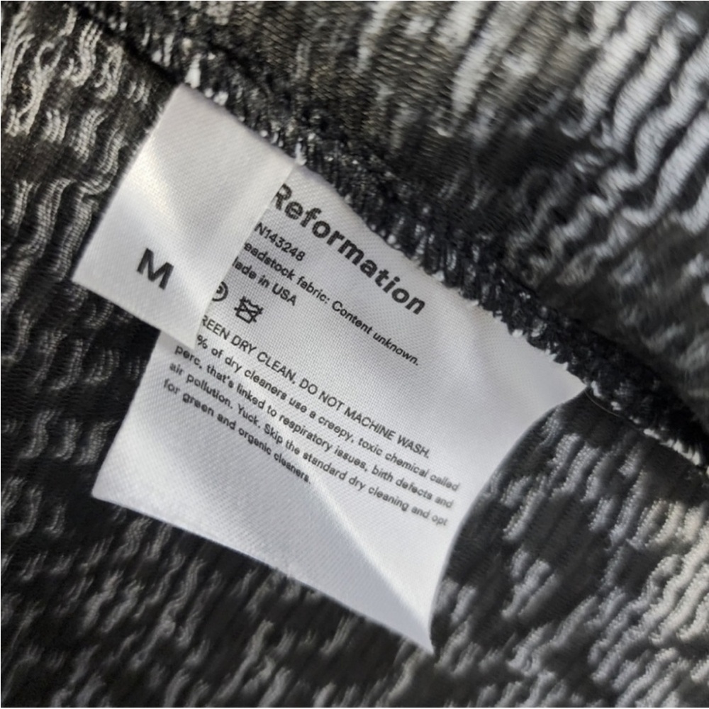 Reformation Black White print Long Sleeve Mini Dress Event Party Birthday - Picture 8 of 11
